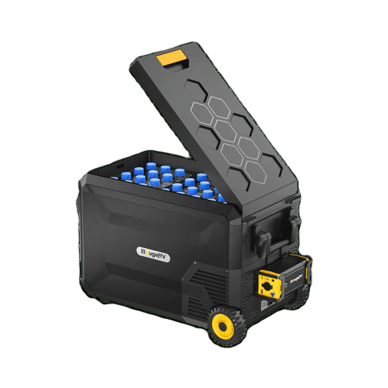 BougeRV ASPEN 30 Portable Electric Fridge with wheels open view