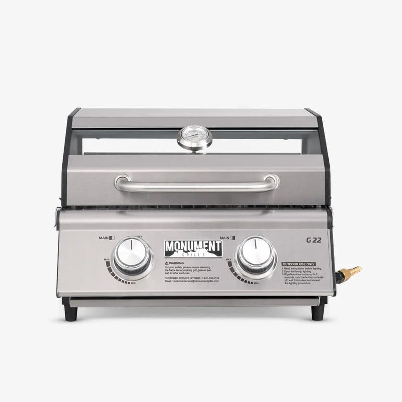 Monument G22 Stainless Tabletop Gas Grill front view