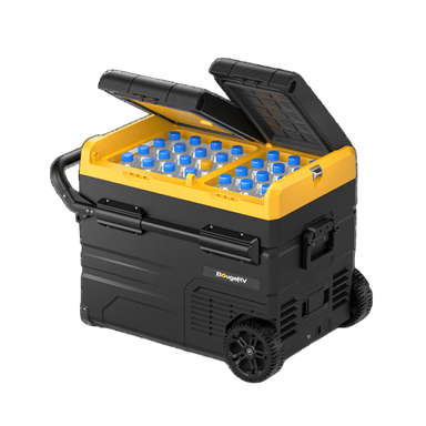 BougeRV CRD45 48QT 12 Volt Dual Zone Portable Fridge Open