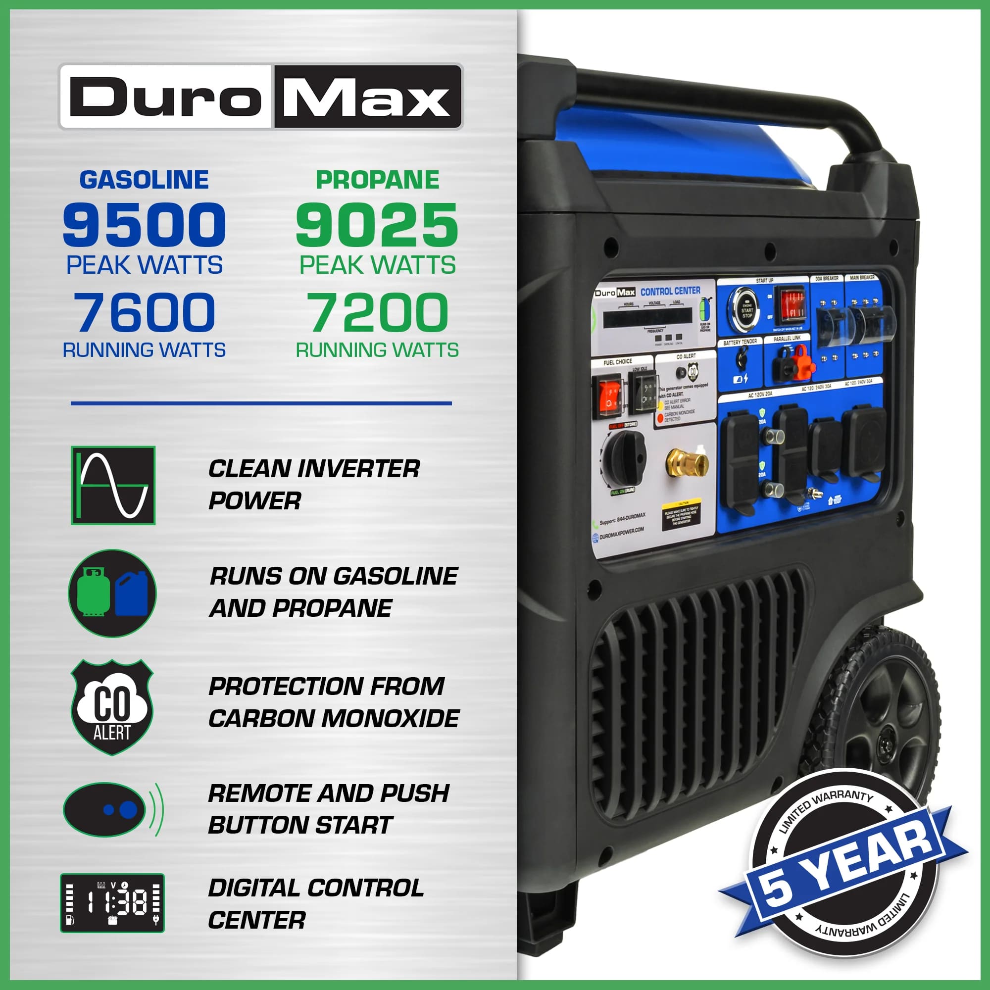 DuroMax 9,500 Watt Portable Home Generator Specifications