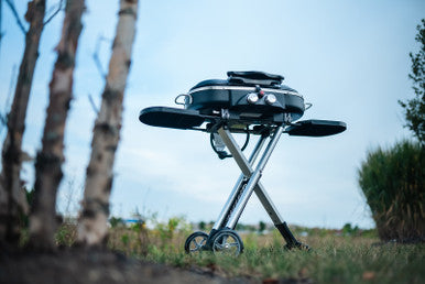 Gridiron Outdoor Tailgate 205 Dual Burner Portable Gas Grill outdoor on grass
